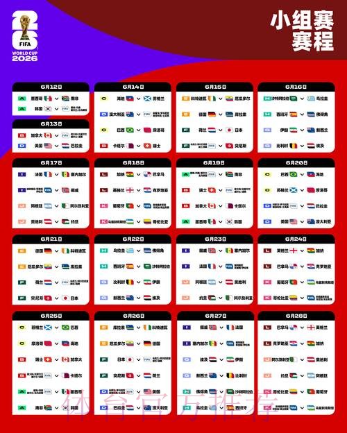 2026世界杯小组赛赛程完整版赛事详情怎么查